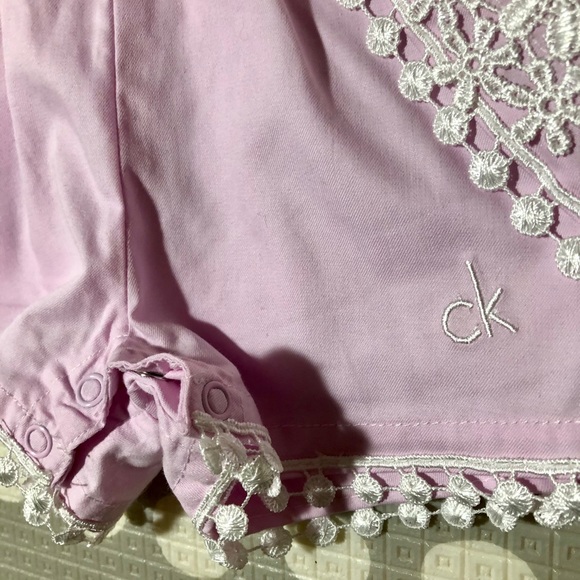 Calvin Klein girls lavender embroidered romper - Picture 4 of 6